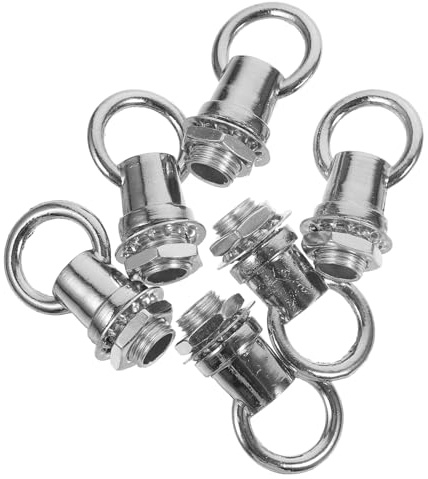 Gancho de Techo M10 de Aleación de Zinc para Lámpara, 6 Uds | Rosca Completa y Diseño Cerrado, Acabado Plata, Soporte de 50kg para Montajes DIY y Varias Aplicaciones