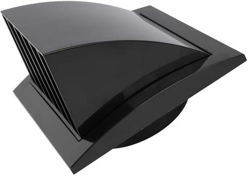 Vent Systems Black Ø100 mm / 4 Inch Exhaust Vent Cover - Dryer Vent Hood - Louvered Dryer Cover - Vent Hood Cap - One-Direction Plastic Air Supply Grille - Non Return Valve - Outlet Cowl Air Vent