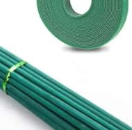 Deepton Lot de 50 tuteurs de plantes en bambou vert de 45 cm avec 50 liens métalliques et 1 attache pour plantes grimpantes, orchidées, tomate