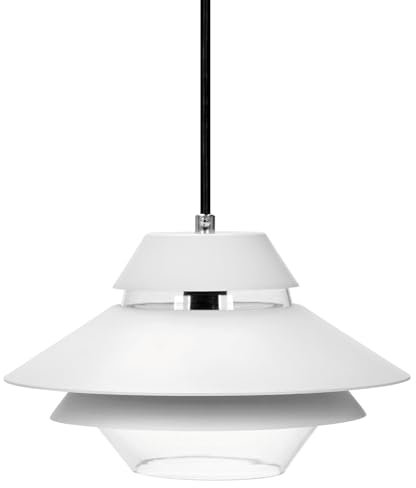 Seynave Luminaire ARIANE Suspension en Métal Blanc et Verre Transparent, Douille E14, 40W, Style Moderne et Minimaliste, Forme Géométrique Élégante, Éclairage Intérieur avec Design Raffiné