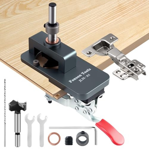 VIRIECH Scharnier Bohrschablone 35mm, verdeckte Scharnierlehre, Türschrank-Scharnierlehre für verdeckte Türinstallation, Haushaltswerkzeuge, Aluminiumlegierung Lochöffner