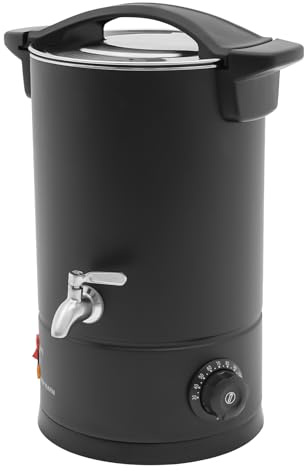 Cutycaty Wachsschmelzer für Kerzen 8L/10L/12L/15L Wachsschmelzgerät für Kerzenherstellung 1800W Elektrisch Wachsschmelztopf, Edelstahl Kerzenwachsschmelzer mit Ausgussheizung, 30-110°C (15L)