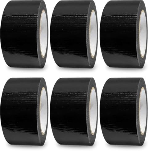 G4GOODS® 6 Rolls of Black Duct Tape 50mm x 50m - Heavy Duty Gaffer Tape Waterproof Anti-Tear Strong Adhesive Gaffa Tape for Sealing Repairing Packing Moving Gaffer's Tape for Home Office Use