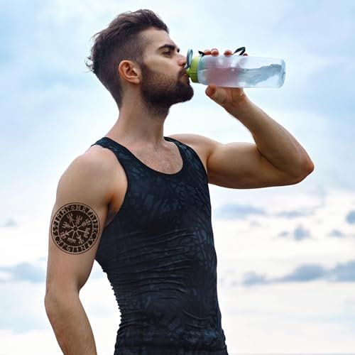 x3 Tatouage Boussole Vegvisir Viking - 1 lot de 3 Feuilles de tatouage éphémère nordique | Bras, épaule, mollet, cuisse, jambe, torse, dos | Noir | Homme, Femme - Tattoo Your Style