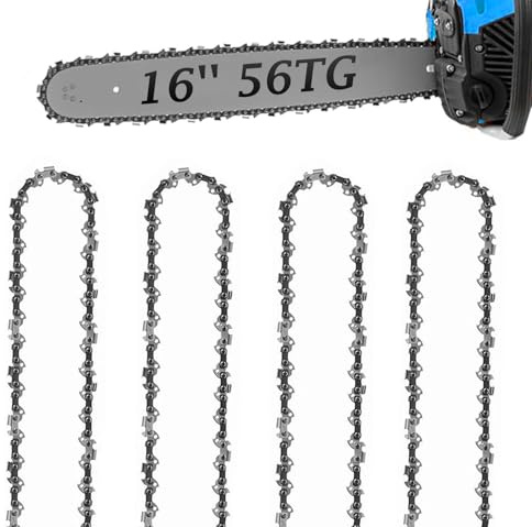 4 Stück Sägekette 3/8' | 56TG | 1,3 mm | Passend Schwert Schnittlänge von 40CM(16‘’)| Ersatzkette Profi Kette Passend für Diverse Motorsäge Kettensäge
