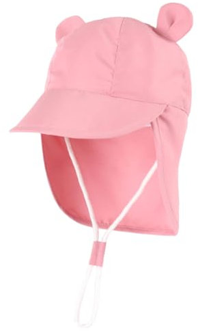 MUNSKT Chapeaux Soleil Anti UV,Chapeau Soleil Bébé,Réglable Cou Protection Casquette pour 6-12 Mois Filles Garçons (FR/ES, Âge, 6 Mois, 12 Mois, Bébé, Rose)