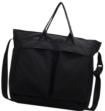 [Psdndeww] Lässige Nylon-Umhängetasche mit großem Fassungsvermögen und mehreren Taschen für Herren, japanischer Stil Handtasche, Schwarz