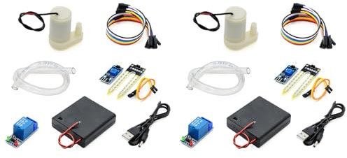 Uikdjgu 2Set Automatisches Bewässerungs-DIY-Kit Wasserpumpe Bodenfeuchtigkeitserkennung Garten Tropfbewässerung Bewässerungssystem