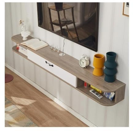 YQINQIN83B TV Stand Minimalist Floating TV Stand Small Living Room and Bedroom Storage Rack with Cable Management TV Cabinet(Gris)