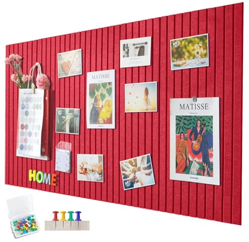 Große Filz Pinnwand Selbstklebend ，60 x 40cm Filzboard，dekorative Pinnwand aus Filz， 0,9cm dick，faltbare Fototafel Memotafeln Memo Boards Bulletin Board Wanddekoration für Büro Küche,Rot