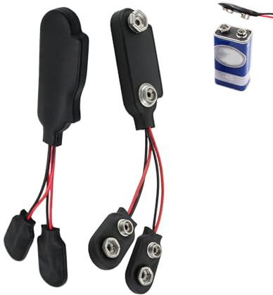 Yeeliv 2 Pcs 9V Battery Clip Connector, PP3 to PP9 Battery Adapter | 9V Battery Terminal Connector with T-Type Cable for Vintage Transistor Radios