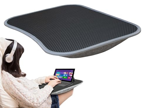 Laptop-Tablett – Platte Mit Kohlefaser-Muster, Schaumstoff Aus Leinenimitat 39x29x4.5cm | Schoß-Schreibtisch Mit Griff | Laptop-Tisch | Komfortabler Tragbarer Arbeitsplatz Für Bett, Couch, Reisen Und