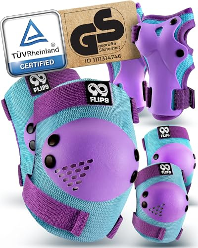 99FLIPS Schützer Inliner Kinder 3-12 Jahre - TÜV Rheinland GS Zertifiziert | Knieschützer Kinder [6er Set] - mit Knieschoner, Ellenbogenschoner & Handschoner - für Skateboard, Inline Skates, Rollschuhe
