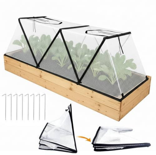 JNUYISW Hochbeet Abdeckung, 120x33x36.5 cm Faltbar Pflanzenschutzhaube aus PVC mit Beobachtungsfenster Frostschutz Pflanzen für Hochbeete, Gemüsereihen zum Schutz von Gemüse und Blumen vor Tieren
