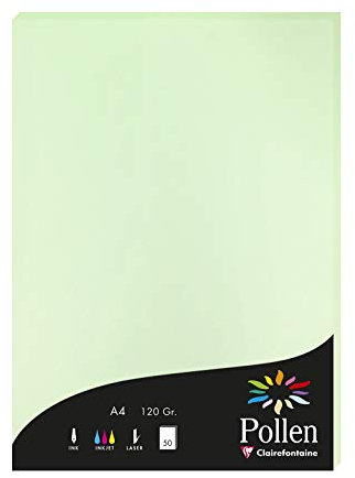 Clairefontaine 4205C Packung mit 50 Karten Pollen 120g, DIN A4, 21 x 29,7cm, Grün