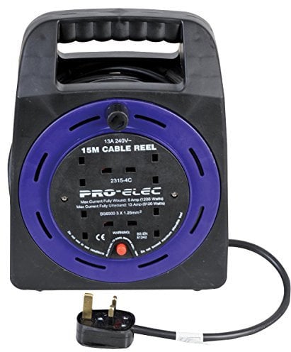 PRO ELEC PELB1590 15m Cable Reel Box, 13A 4 Socket