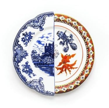 SELETTI Plato llano de porcelana de 27,5 cm de diámetro y 2,3 cm de altura. Hybrid-Isaura