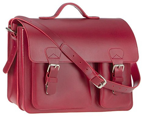 Ruitertassen Lehrertasche Leder Damen Herren Schultasche 40cm Aktentasche 2 Fächer rot