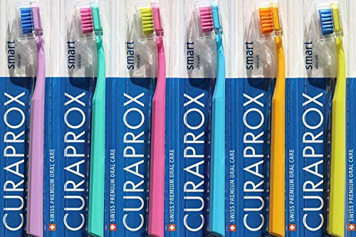 Smart Zahnbürste, für Kinder und Erwachsene, mit kleinem Mund, sehr weich, 6 hochwertige Bürstens schönen Farben für Jungen/Ihn & Mädchen/sie. Curaprox 7600 Ultra Soft Smart (Farben variieren)