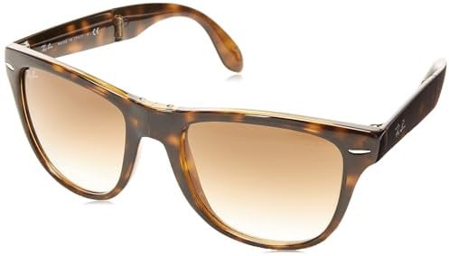 Ray-Ban Unisex Folding Wayfarer Sonnenbrille, Braun (Gestell: Braun (Light Havana) Glas: Braun Verlauf 710/51), 50 mm EU