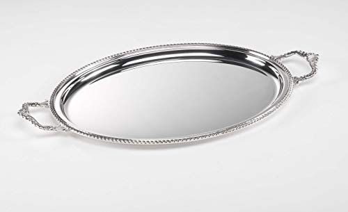 SWEET HOME Vassoio Ovale Placcato Argento con Manici Stile Regina Anna cod.5041845 cm 45x35 by Varotto & Co.