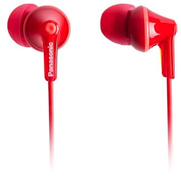 Panasonic RP-HJE125E-R Auriculares Botón con Cable, In-Ear, Sonido Estéreo para Móvil, MP3/MP4 , Diseño de Ajuste Cómodo, Imán Neodimio 9 mm, Rojo