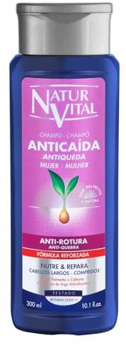 NaturVital Anti-Breakage Hair Loss Shampoo for Long Hair | Paraben and Silicone Free | with Saw Palmetto + Ginseng + Caffeine - 300 ml