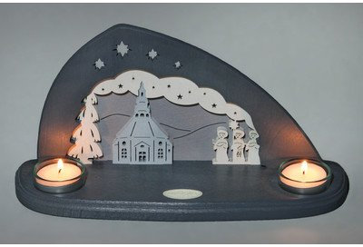 WEIGLA - Teelichthalter original Erzgebirge I Motiv Seiffen I für 2 Teelichte I Weihnachtsdeko I Teelichthalter aus Holz I modernes Design