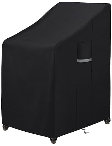 Dokon Garden Stacking Chair Covers Waterproof Heavy Duty Oxford Fabric Garden Chair Covers with Air Vents Windproof Anti-UV Patio Stackable Chairs Cover, Outdoor Chairs Cover (65x75x80/120cm)