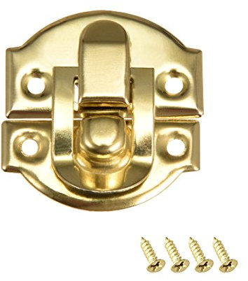sourcing map Box Latch, Retro Style Small Size Golden Decorative Hasp Jewelry Cases Catch w Screws 10 pcs