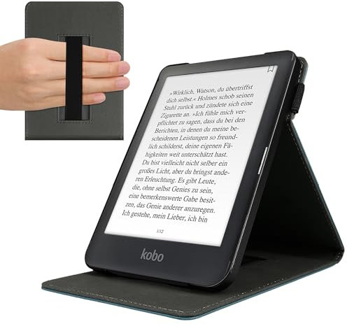 kwmobile Étui pour liseuse électronique Compatible avec Kobo Aura One - Étui Housse Rabat liseuse Simili Cuir Noir