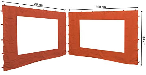 Quick Star 2 Panneaux latéraux avec fenêtre PE 300x197cm Rouge-Orange pour Gazebo 3x3m