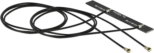 DELOCK WLAN 802.11 ac/a/h/b/g/n Doppelantenne 2 x MHF 4L Stecker 3-5 dBi 2 x 50cm PCB intern Klebemontage