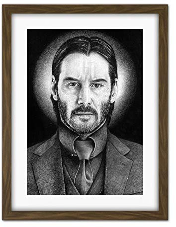 Wee Blue Coo Wick Keanu Reeves Assassin Wayne Maguire Artwork Framed Wall Art Print 18X24 Inch Wand
