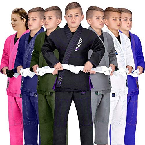 Elite Sports IBJJF - Gi brasiliano per Jiu Jitsu, ultra leggero, per bambini, con tessuto prelavato e cintura inclusa