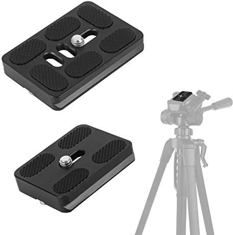 Huayue 2 PCS Camera Tripod Quick Release Plate, Screw Adapter Mount Quick Shoe QR Plate, Arca Swiss Compatible, 50mm&60mm, Black