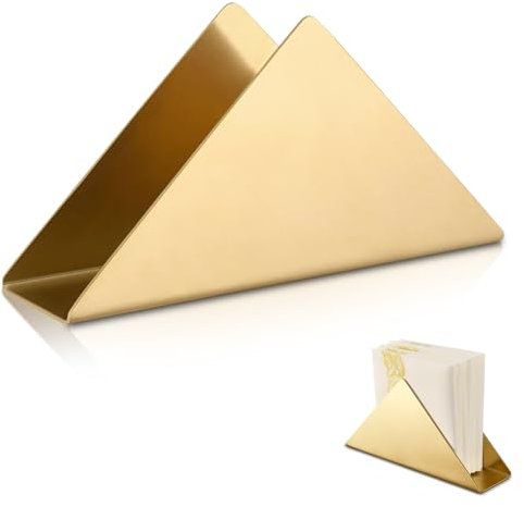 Porte - serviettes de table, porte - serviettes triangle en acier inoxydable, distributeur de serviettes de table de cuisine (or)