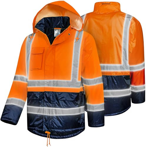 Safetytex Winter Warnschutz Parka - Arbeitsjacke - Warnschutzjacke - Outdoor Warnjacke - wasserdicht & winddicht - fluoreszierend orange - Größe S