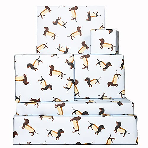 Central 23 - Geschenkpapier für Hundebesitzer 70 x 50 cm - 6x Blatt Geschenkverpackung - Hotdog Packpapier für Mann Frau Junge Mädchen - Hundebesitzer Geschenkpapier aus nachhaltigem Papier