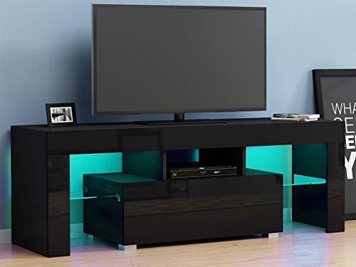 Panana Entertainment Center for 65 inch TV, 16 Colors LED TV Stand with Wireless Remote Control, Media Console with Storage Drawers for Living Room & Bedroom (Black)