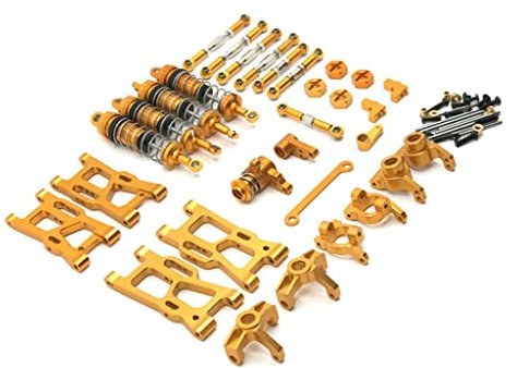 Colcolo 29x Metall Upgrade Ersatzteile Zubehör Set Kits für Wltoys 144001 144002 124017 124019 1/12 1/14 RC Car Crawler Buggy Ersatz - Gold