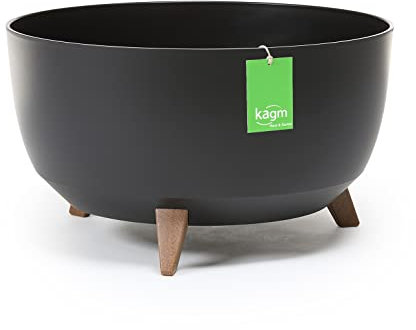 KAGM Blumentopf, Pflanzschale mit Füßen, runde Blumenschale, Blumenkübel, Pflanzkübel, Pflanzgefäß für Balkon, Wohnzimmer, Ø 47cm Schwarz