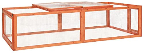 HOMIUSE Kaninchenstall Massivholz Tanne Hasenstall Hasen ZubehöR Meerschweinchen Haus Meerschweinchen KäFig Hasenstall DraußEn Winterfest HamsterkäFig Holz Kaninchenhaus Braun183x90x46,5 cm