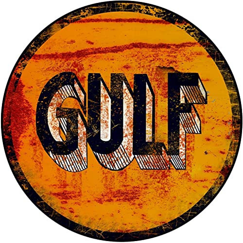 Gulf Oil Sticker, Ref: 1920 – Monomer mit Used-Effekt, Scratched, Durchmesser von 05 bis 120 cm – Le Mans Herbie, 53 Cox Sticker (10 x 10 cm)