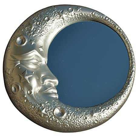 LIGUORO SHOP Runder Spiegel mit Rahmen Mond im venezianischen Barock-Stil, Vintage, Shabby Chic, 32 cm (Silber)
