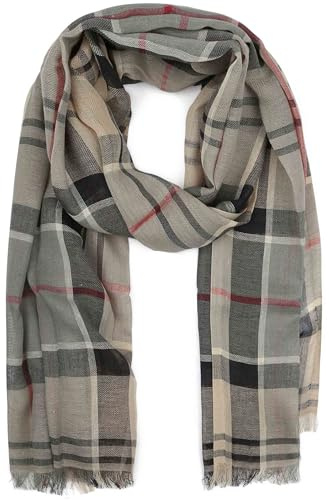 Barbour USC0315-TN32 Welton Tartan Summer Scarf STONE DRESS TARTAN Herren Pashmina Baumwolle Leinen