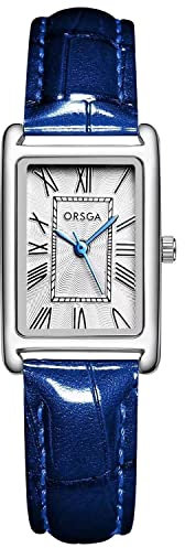 CIVO Damenuhr Analog Quarz Uhr Leder Blau Rechteckige Damen Armbanduhr Retro Klassische Uhr Elegante Römische Nummer, Mode Kleid Geschenke für Frauen Mädchen