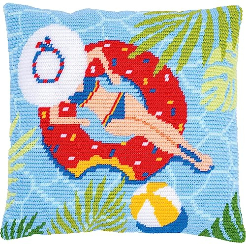 Vervaco Goblin Point Cushion Kit Oblique Pool, White, ca. 40 x 40 cm