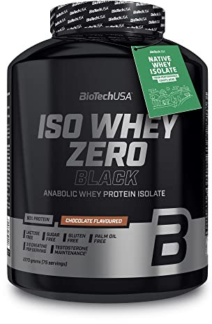 BioTechUSA Iso Whey Zero Black - Proteína Premium con Creatina, Zinc, Vitamina B3 y Aminoácidos | 90% Proteína | Sin Azúcar, Sin Lactosa, Sin Gluten, 2270 g, Chocolate_