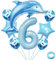 Weenkeey 6. Geburtstag Delfin Ballon - Große Delfin Folienballon mit Zahl 6 in Hellblau für Jungen Geburtstag Party